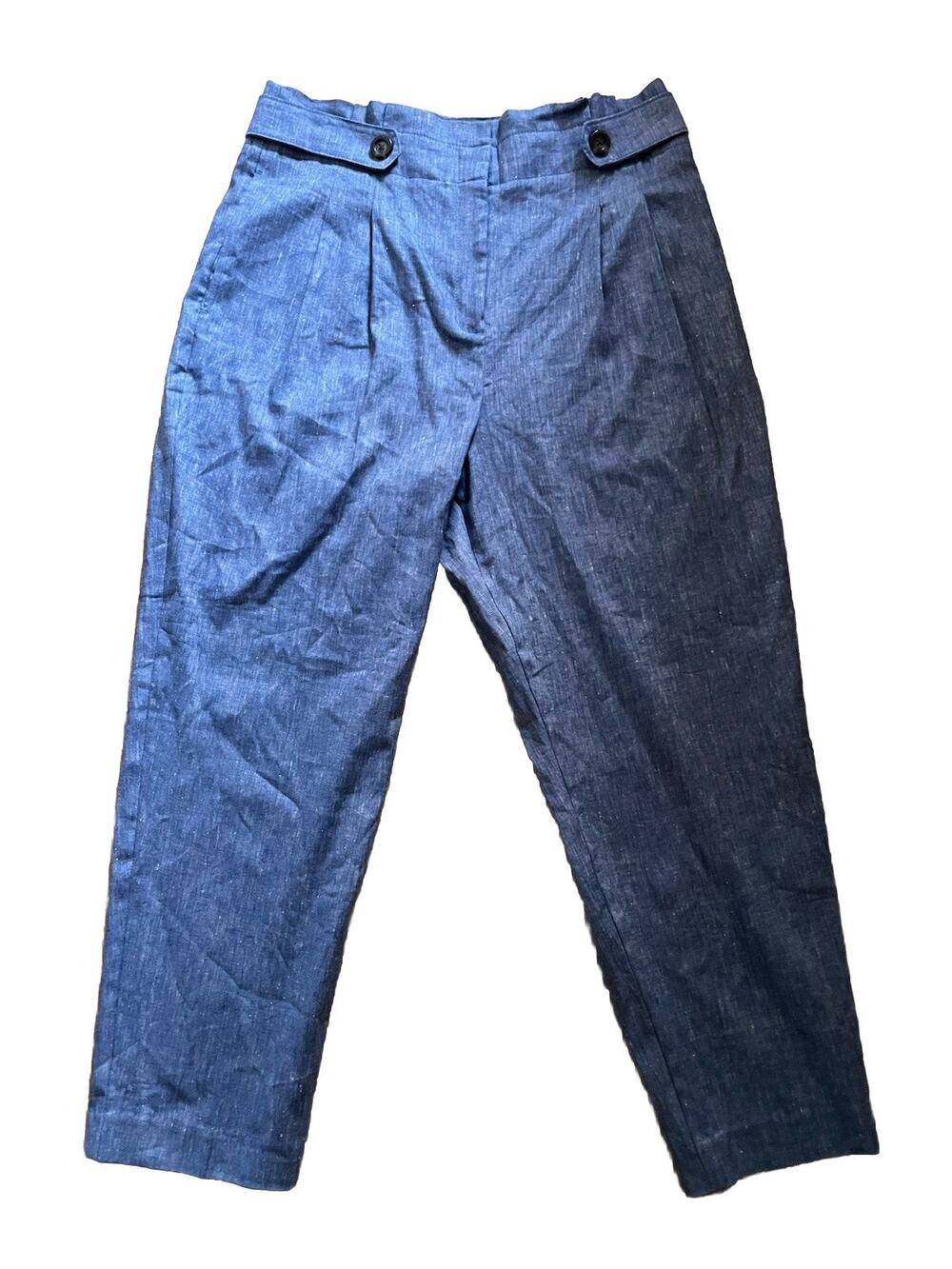 Ann Taylor High Rise Linen Blend Ankle Pants Women's Size 14 NWT Blue